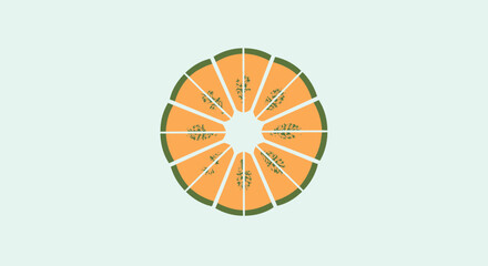 Abstract Illustration Of A Cantaloupe Section, Fresh And Vibrant, Minimalist Design