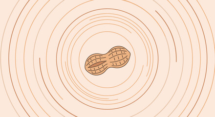 Abstract Peanut Art Displaying Centered Nut And Coiling Brown Lines Design