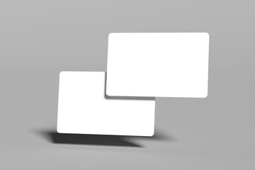 Minimal and elegant realistic Business Card Mockup with shadow overlay. Blank white and gray Business Card Mockup isolated background. 3D Vector Illustration.