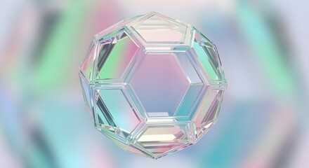 3D geometric crystal shape with pastel colors