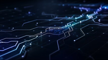 Blue electronic circuit board background with digital technology and network design