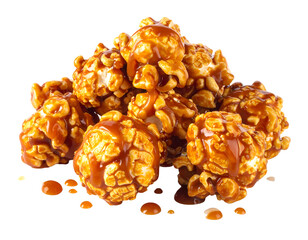 Fresh caramel popcorn isolated on transparent png