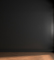 The modern cozy living room interior design and black pattern wall background.
