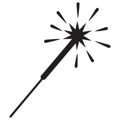 Graphic Black Sparkler Icon with Glowing Star Burst Design