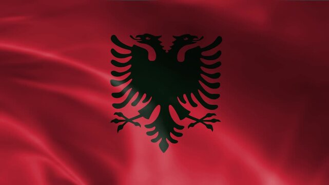 seamless albania flag animation, national day or politics or sport event - 3D rendering - slow motion