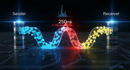 Experience lightning-fast data transmission with this dynamic visualization of sender to receiver technology in a modern digital network environment
