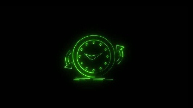 12 hours clock dial loop, Twelve hours clock run, arrow, business cartoon clock countdown daydream  deadline..