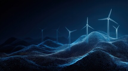 Wind turbines on a digital landscape