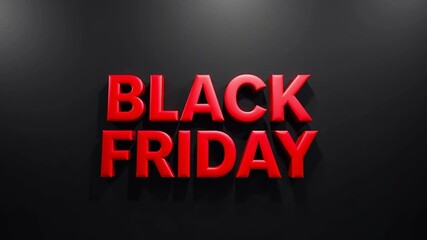 Black Friday red text on dark background with dramatic shadow and sale sign conveying bold red letters and dramatic lighting - Powered by Adobe