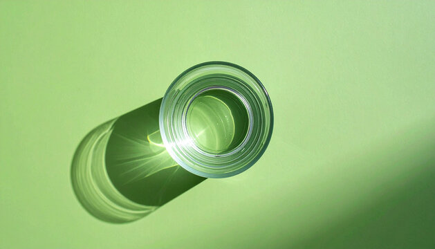Glass of Water and Circular Shadow, Abstract Purity