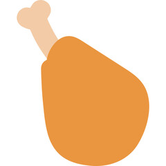 Isolated Chicken Leg Icon with a Light Brown Bone and Orange Brown Meat on a Transparent Background