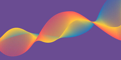 Colorful Abstract Wave Lines on Purple Background