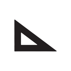 Triangle tool icon. Measuring instrument with right angle. Triangular ruler for school geometry, maths, drafting. Measurement metric item. Flat vector illustration isolated on white background
