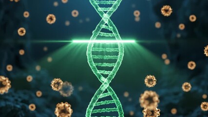 Detailed Rendering of Dna Molecule Surrounded by Virus Cells - Powered by Adobe