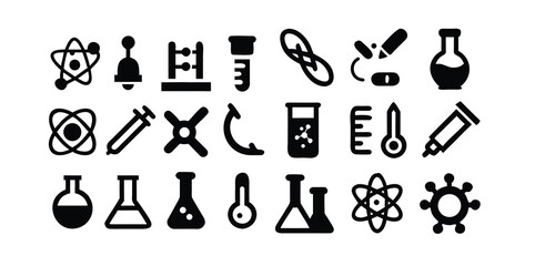 Science & Laboratory Icons Pack | Chemistry, Physics, Biology, and Research Tools Vector Set | Minimal Line & Solid Style