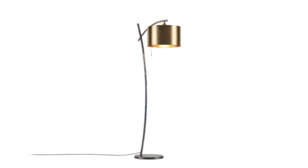Modern floor lamp with golden shade and chrome finish elegant design