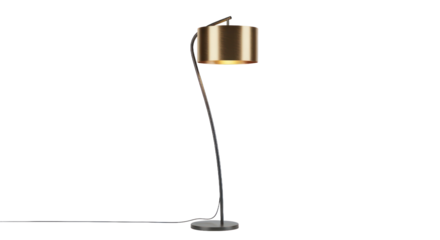 Modern gold lamp design isolated on transparent background for interior decoration