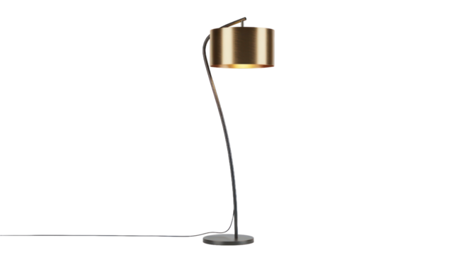 Modern gold lamp design isolated on transparent background for interior decoration