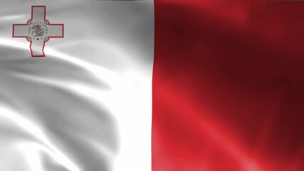 seamless malta flag animation, national day or politics or sport event - 3D rendering - slow motion