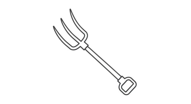 Outline of a pitchfork against a transparent background for agriculture purposes