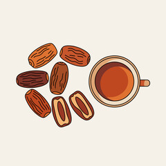 Date Fruits and Tea Cup Minimal Style