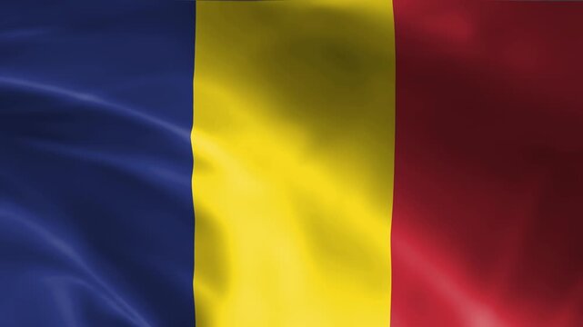 seamless romania flag animation, national day or politics or sport event - 3D rendering - slow motion