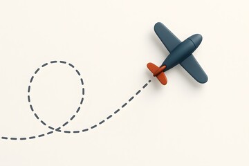 3D Cartoon Aircraft Following a Dotted Flight Line