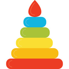 Colorful Stacking Ring Toy With Red Top Piece Shaped Like A Drop On A White Background Simple Plaything For Children Development Skill Learning And Educational Toy With Vibrant Primary Colors