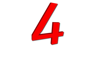 3d red number four
