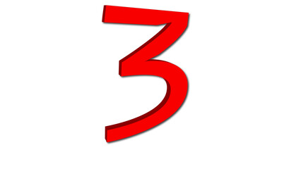 3d red number three
