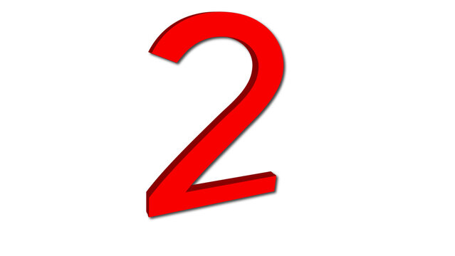 3d red number two
