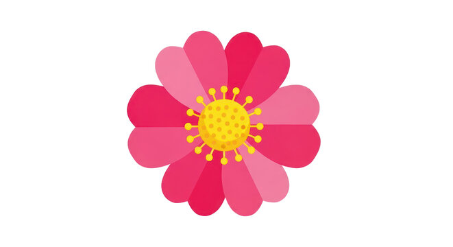 Vibrant pink flower with yellow center isolated on transparent background - Powered by Adobe
