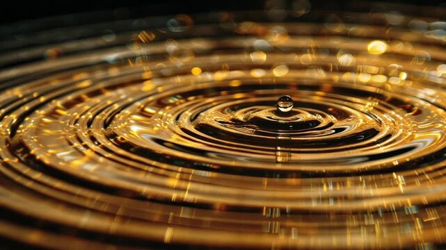 Water droplet impact creating circular ripples