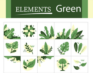 Botanical Leaf Vector Elements &ndash; Green Nature Floral Illustration Set