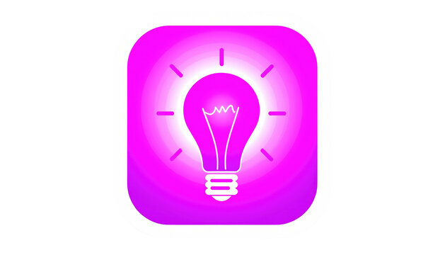 Stylized icon featuring a magenta light bulb glowing brightly within a rounded square shape - Powered by Adobe