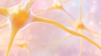Intricate microscopic view of human brain neuron network structure with vibrant yellow neural connections and synapses.