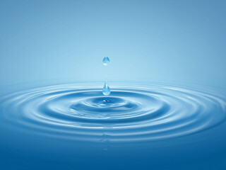 水面に落ちる一滴の水と広がる波紋