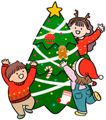 Naklejka premium christmas tree and party