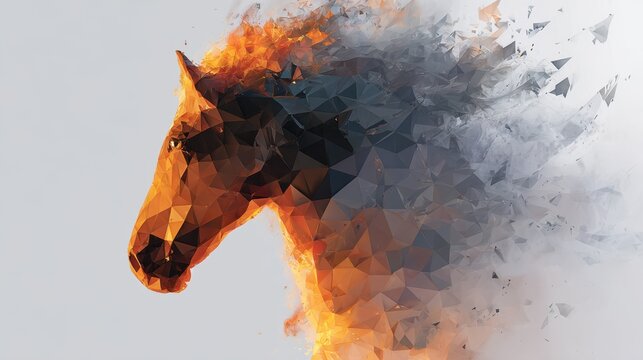 Horse head dissolving into black smoke