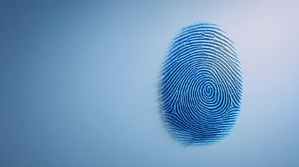 Unique human fingerprint on vivid blue background for biometric security and identity verification.