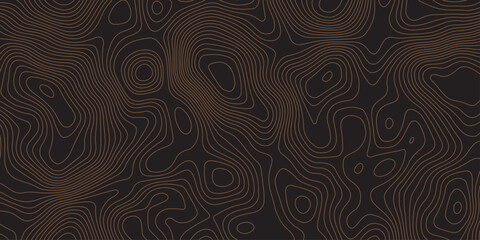 Abstract topographic contour line pattern in dark brown and black tones, modern wavy elevation map background design, minimalistic geometric texture suitable for wallpaper, print, or branding.