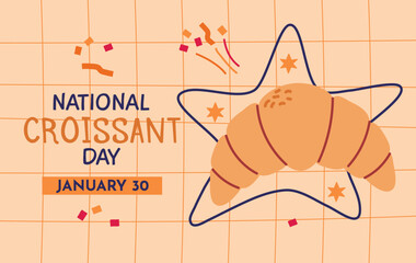 National Croissant Day on 30 January card banner invitation poster