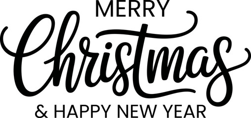 Merry Christmas and Happy New Year Text Vector Design 