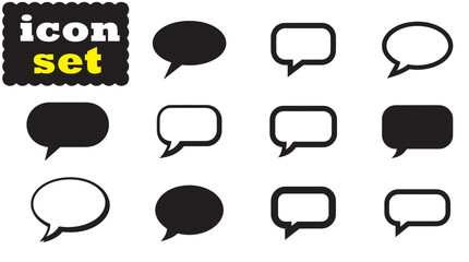 Speech bubble icon Set, Speech bubble solid vector