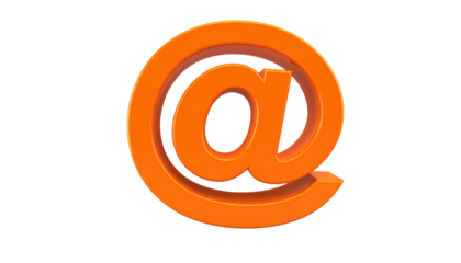 Orange "@" symbol against a black backdrop, creating a modern, digital aesthetic