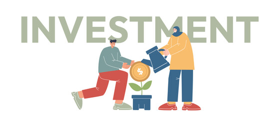 people watering plant growing coin while symbolizing financial investment savings nurturing growth over time wealth building long term financial planning