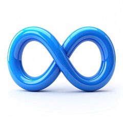 Glossy, blue infinity symbol isolated on a white background