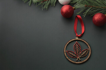 christmas background with red ribbon