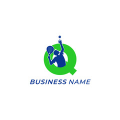 design logo creative letter Q and padel sport