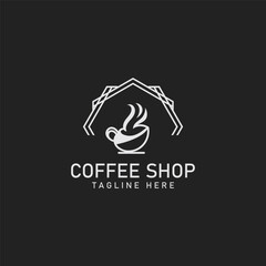 Coffee Shop logo minimalist and simple hipster with cup outline vintage style